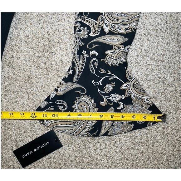 Andrew Marc - Black and Champagne Paisley Dress - Flare Sleeve - Size 4 - Picture 14 of 16